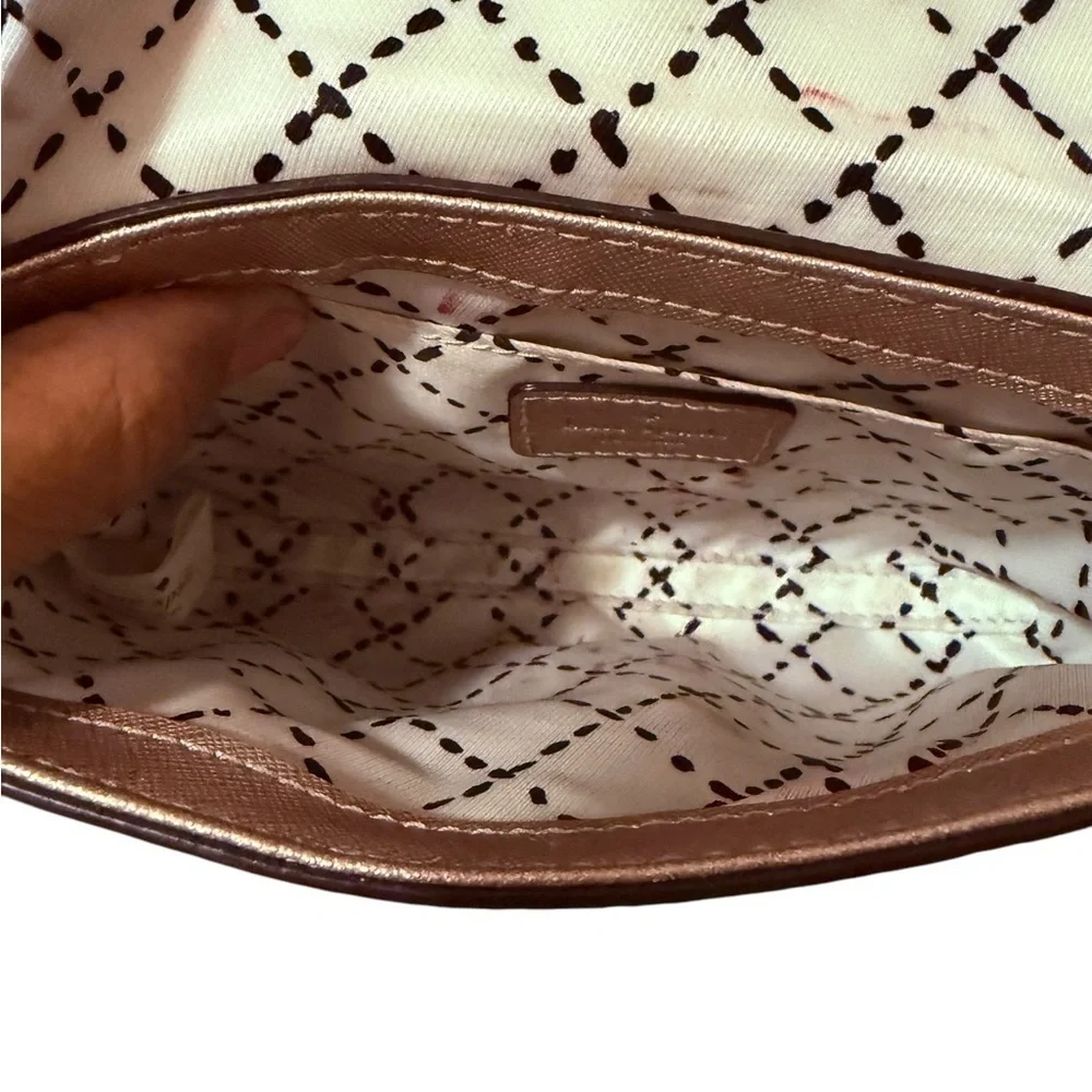 Elegant Kate Spade Newbury Land  Rose Gold Leather Cross Body Bag